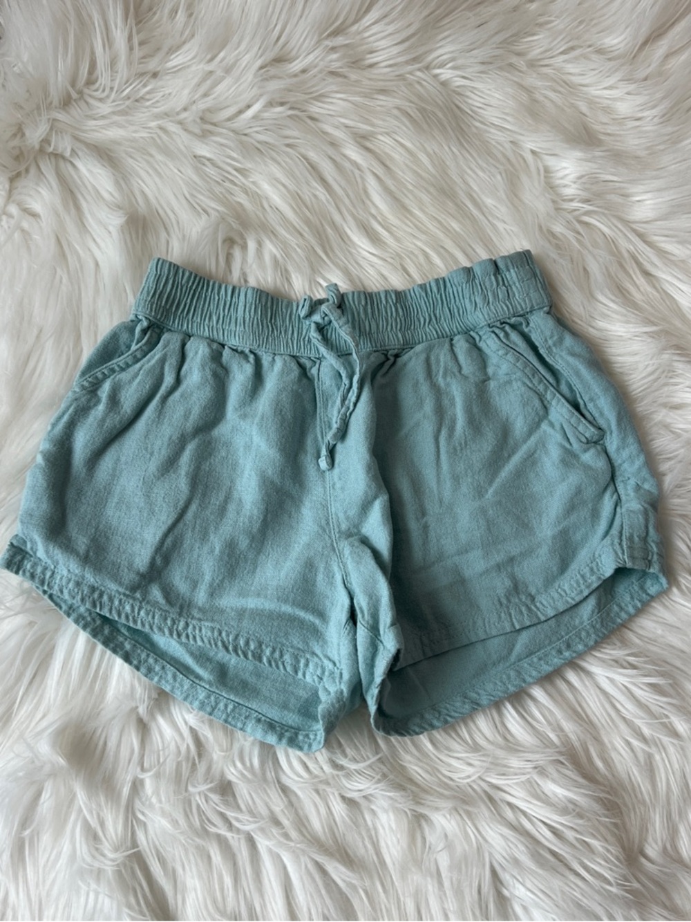 abercrombie kids Teal linen/viscose lightweight shorts